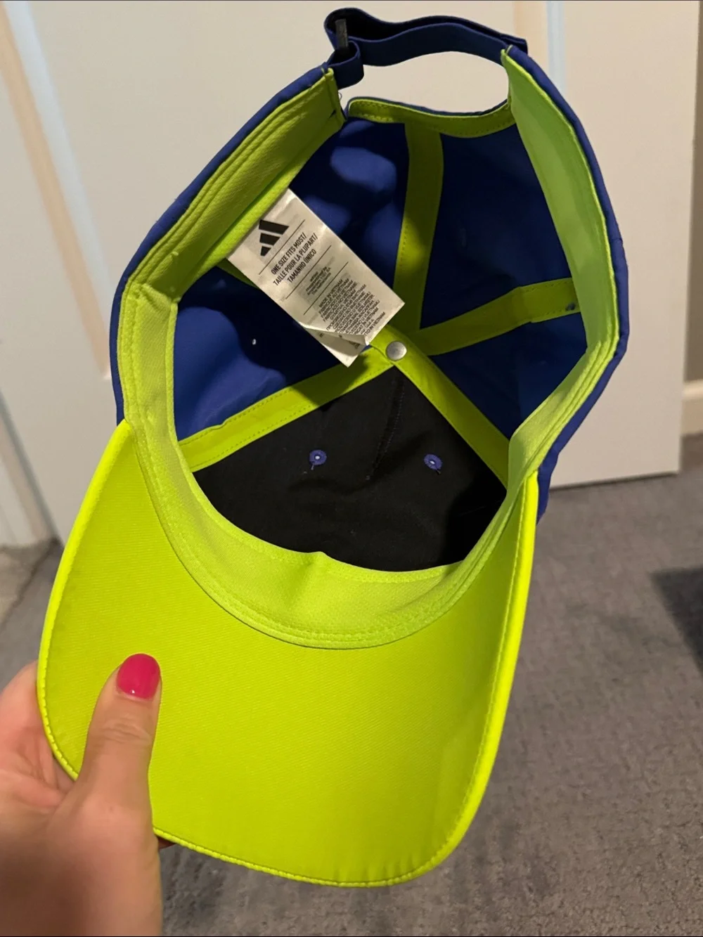 adidas Blue Cap with Neon Yellow Multicolor Heart-Brim